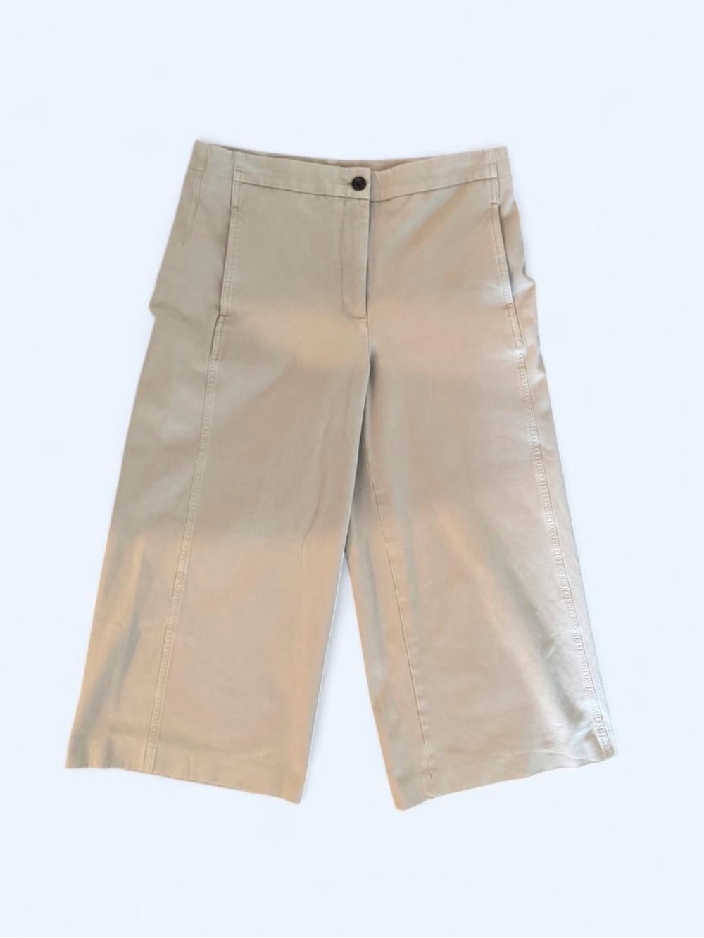 Ann Taylor Cropped Wide-Leg Pants in Light Beige